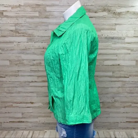 Zenergy by Chico’s Hayden Jacket Womens Size Chico's 2 or L Crinkle Green - Picture 6 of 14